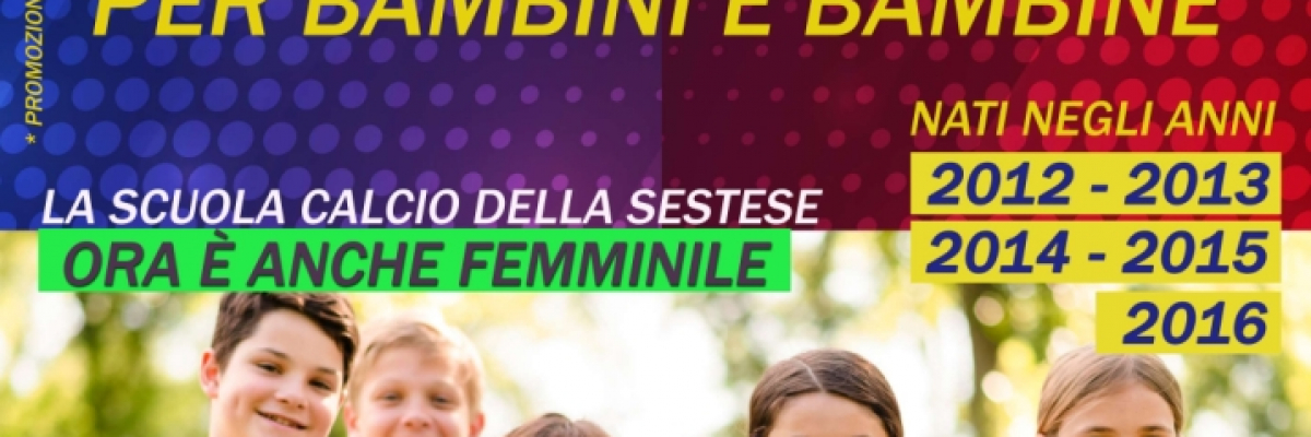 foto bambini con promo scuola calcio Sestese